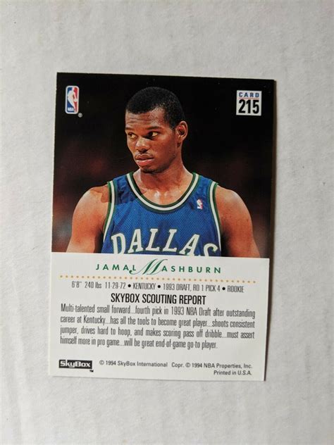 Skybox Jamal Mashburn Nm Near Mint Rookie Card Rc