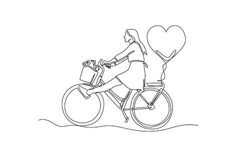 Premium Vector Single One Line Drawing Happy People Ride Bicycle