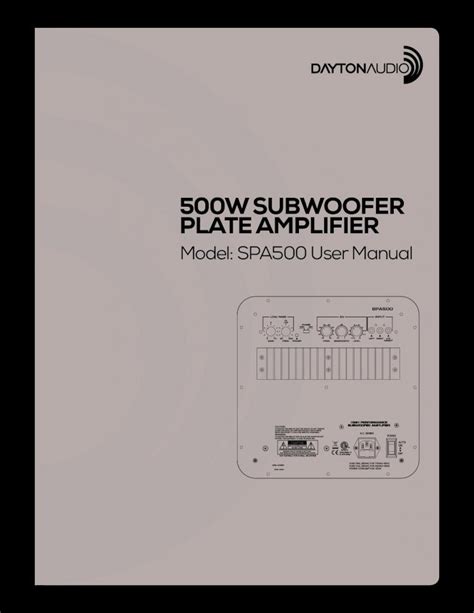 Pdf W Subwoofer Plate Amplifier Dayton Audio W Subwoofer