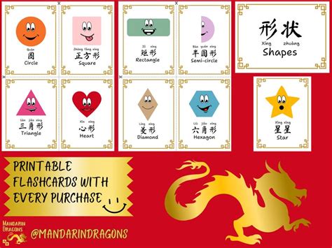 Mandarin Chinese Learning Poster Shapes Simplified Mandarin Homeschool