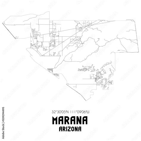 Marana Arizona Us Street Map With Black And White Lines Stock