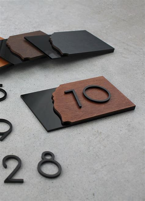 Signs and numbers made of wood in interiors | Door signage, Signage ...