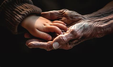 Premium Photo Grandma Embracing Hands With Little Child Grandmother