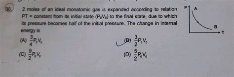 Two Moles Of An Ideal Monoatomic Gas Are Expanded According To The