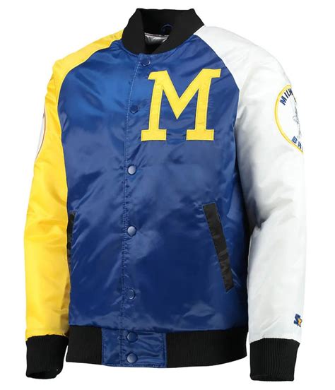 Starter Royalyellow Milwaukee Brewers Tri Color Jacket Jackets Masters