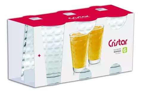 Juego Estuche Canastilla De Vasos X6 Square Bebidas Cristar Color