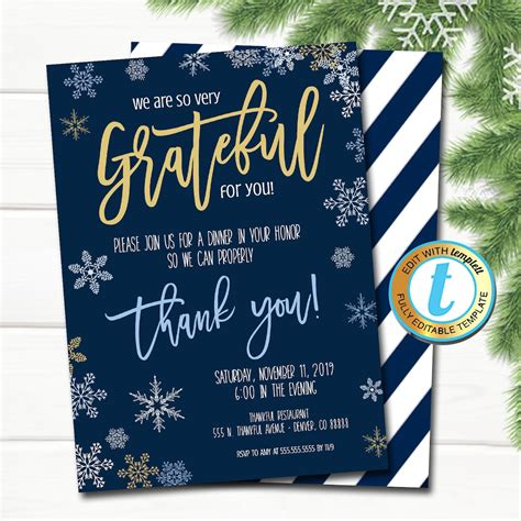 Holiday Appreciation Invitation Corporate Party Grateful For You