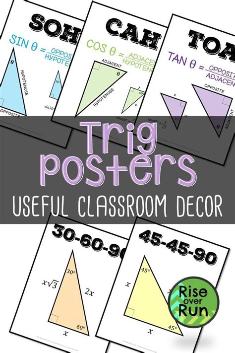 Trig Soh Cah Toa Reference Posters Triangle Worksheet Teaching