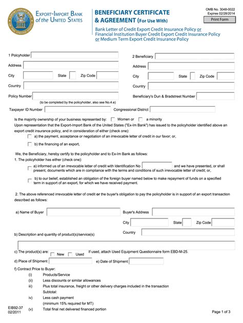 Beneficiary Form Template