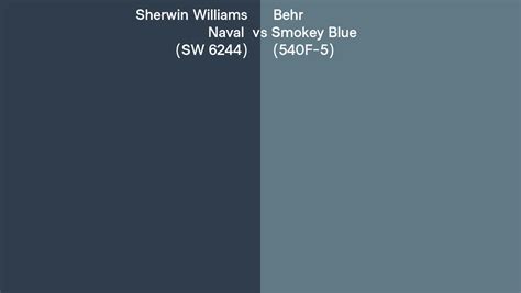 Sherwin Williams Naval SW 6244 Vs Behr Smokey Blue 540F 5 Side By