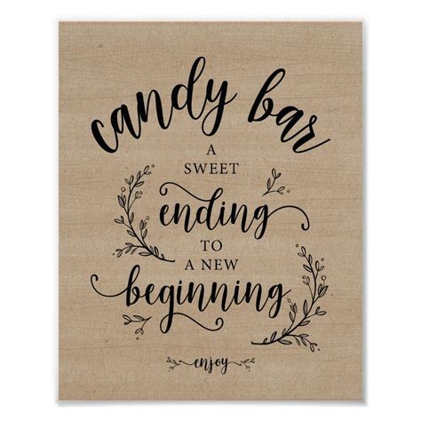 Rustic Vines Wedding Candy Bar Sign Zazzle Candy Bar Wedding