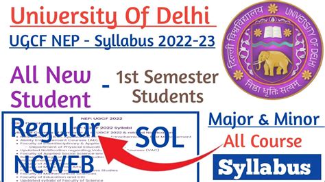 Delhi University St Semester Syllabus L Nep L Major Minor