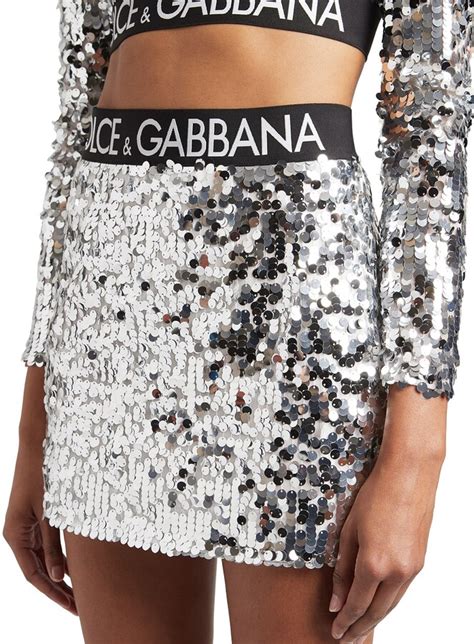 Dolce And Gabbana Logo Band Sequin Embellished Mini Skirt Shopstyle