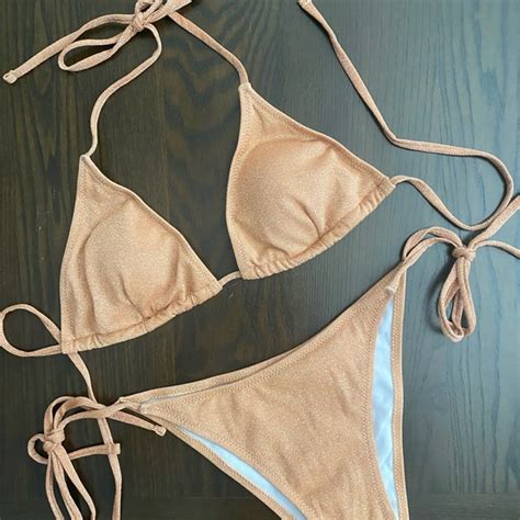 Swim Nwt Piece Halter Top Swimsuit Ribbed Triangle Bikini Bathing Suit Poshmark