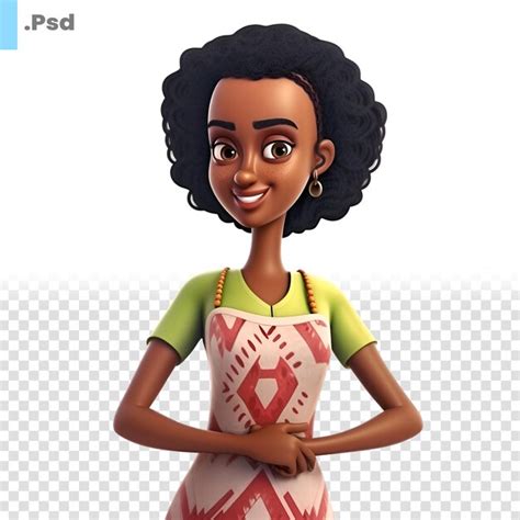 Premium PSD 3d Render Of An African American Woman With Apron Psd