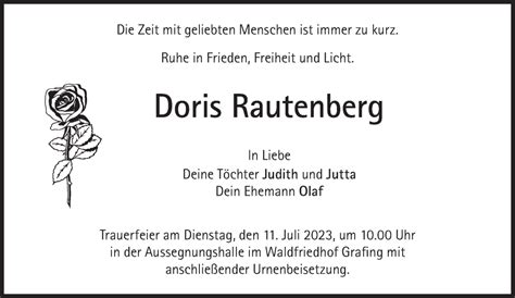 Traueranzeigen Von Doris Rautenberg Sz Gedenken De