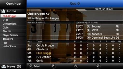 Screenshot Of Football Manager Handheld 2009 PSP 2008 MobyGames