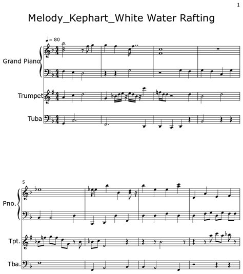 Melody Kephart White Water Rafting Sheet Music For Piano Trumpet Tuba