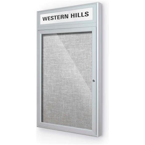 Balt® Outdoor Enclosed Bulletin Board Cabinet 1 Door 18 W X 24 H Silver Trim Platinum