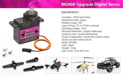 Amazon Beffkkip MG90S 9g Servo Motor Micro Metal Gear For Robot