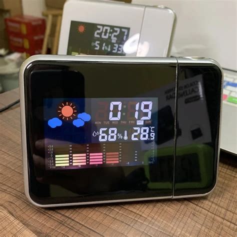 Proyector Led De Luz De Fondo Para El Hogar Reloj Despertador Lcd Con