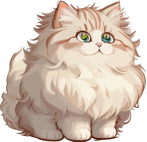 Cute Fluffy Ragamuffin Cat Cartoon AI Generative 26792816 PNG