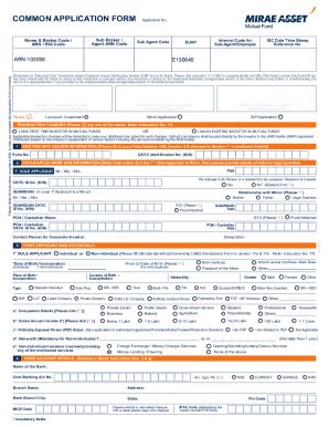 Fillable Online Fillable Online Moneymantra Common Application Form