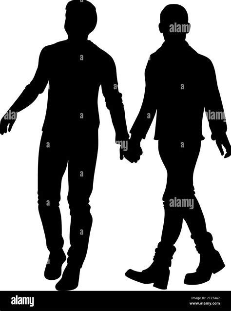 Gay Couple Holding Hands Silhouette Vector Illustration Stock Vector