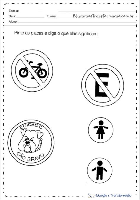 Placas De Tr Nsito Para Colorir E Imprimir Online Cursos Gratuitos