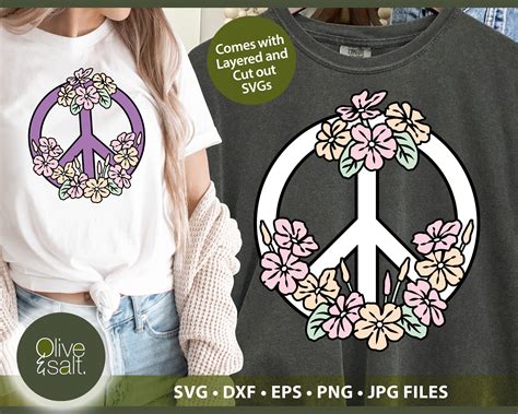 Signo Floral De Paz Svg Símbolo De Paz Svg Flor Silvestre De Etsy México