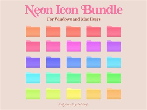 25 NEON DESKTOP ICON _icon Bundle, Desktop Icons, Folder Icons, Mac ...