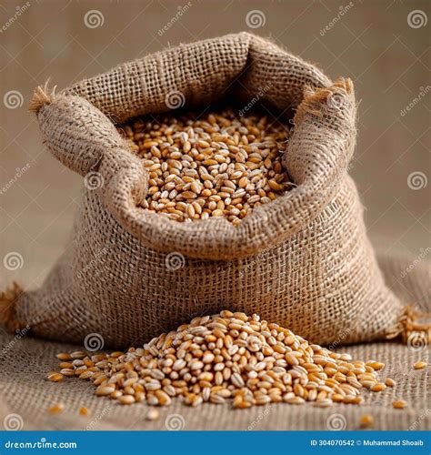 Grain Close Up Small Sack With Wheat Capturing Agricultural Essence