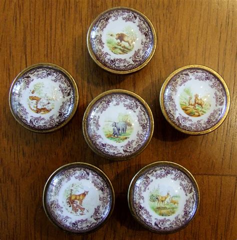Set Of 6 Spode Woodland China Pattern Themed Glass Domed Photo Etsy