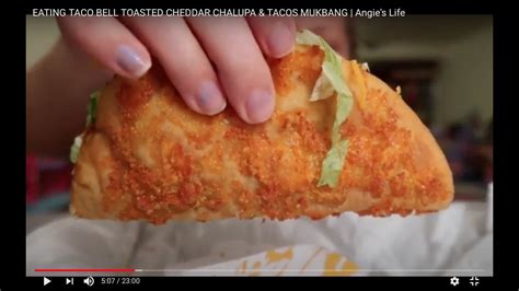 Eating Taco Bell Toasted Cheddar Chalupa And Tacos Mukbang Angie S Life Youtube