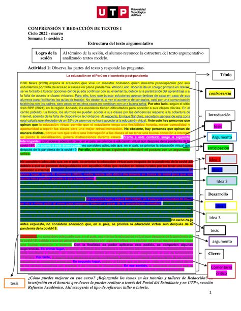 S S Material Estructura Del Texto Argumentativo Marzo Studocu