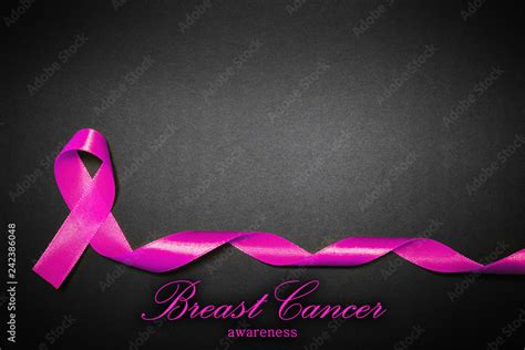 Hope Concept Naked Woman With Pink Breast Cancer Awareness Ribbon Support Of Patients With