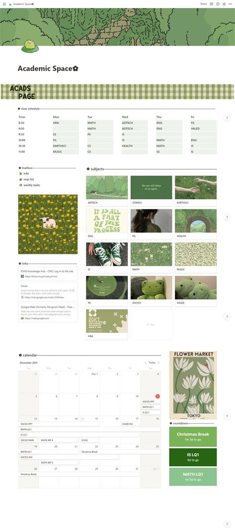 A Green Themed Notion Template For Students Theme Template Notes