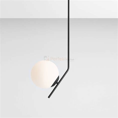 Lampa Sufitowa Plafon GALLIA LONG BLACK 95cm Czarny Mat Szklana Kula