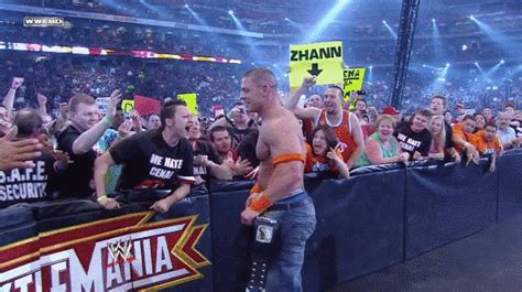 John Cena Celebrating His Wwe Title Win With His Fans Rsquaredcircle