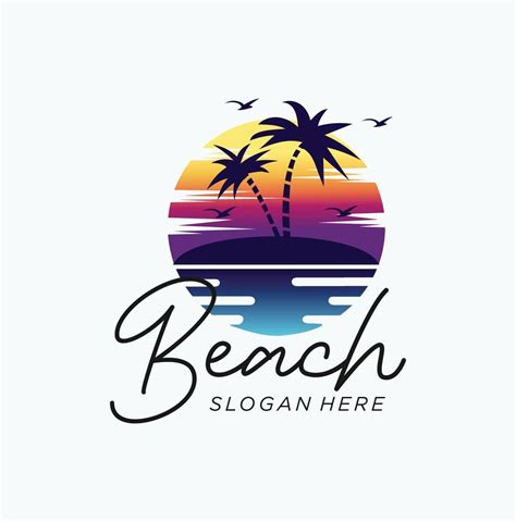 Summer Beach Logo Design Vector Template Illustration Vector