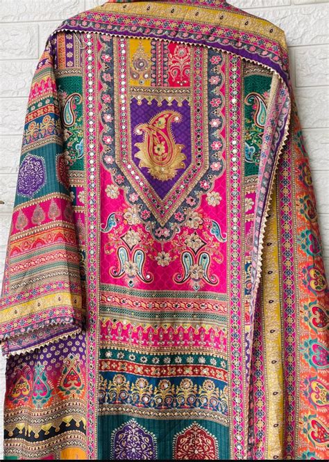 Multicolour Mirror Work Pakistani Suit Kauzeya