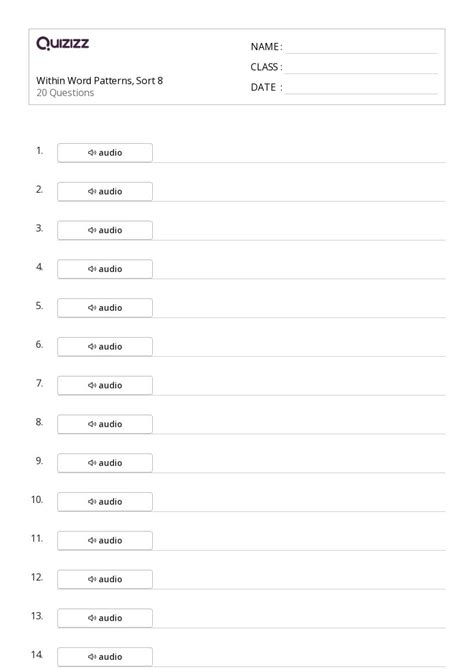 50 Word Patterns Worksheets For Kindergarten On Quizizz Free And Printable