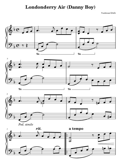 Danny Boy - Easy Sheet Music for Free in PDF - La Touche Musicale