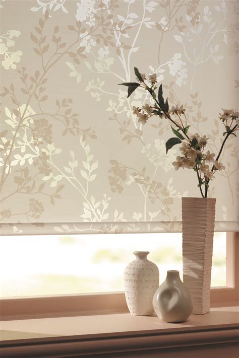 Luxurious Shimmering Cream And Beige Floral Roller Blind Blinds For