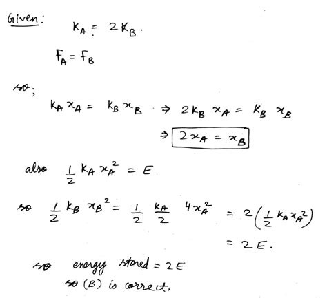 Two Springs A And B K A 2 K B Are Stretched By A Applying Forces