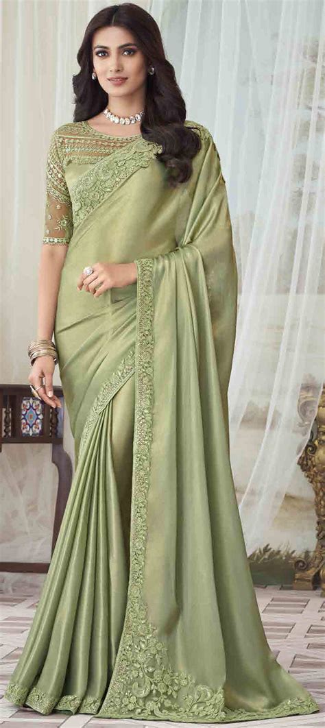 Traditional Wedding Green Color Art Silk Silk Fabric Saree 1840681