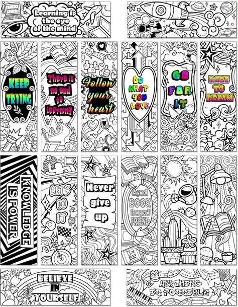 Mwoot Pcs Color Your Own Book Marks Diy Coloring Bookmarks Double