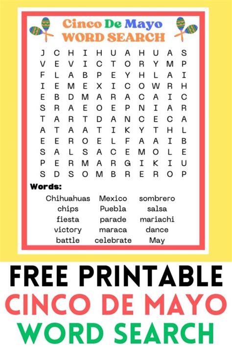 Cinco De Mayo Word Search Free Printable