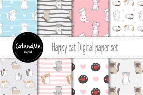 Clip Art Cute Cat In Box Graphic By Catandme · Creative Fabrica Digital Paper Printing On