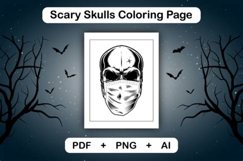 Scary Skulls Coloring Page Graphic By Bam Designs Creative Fabrica